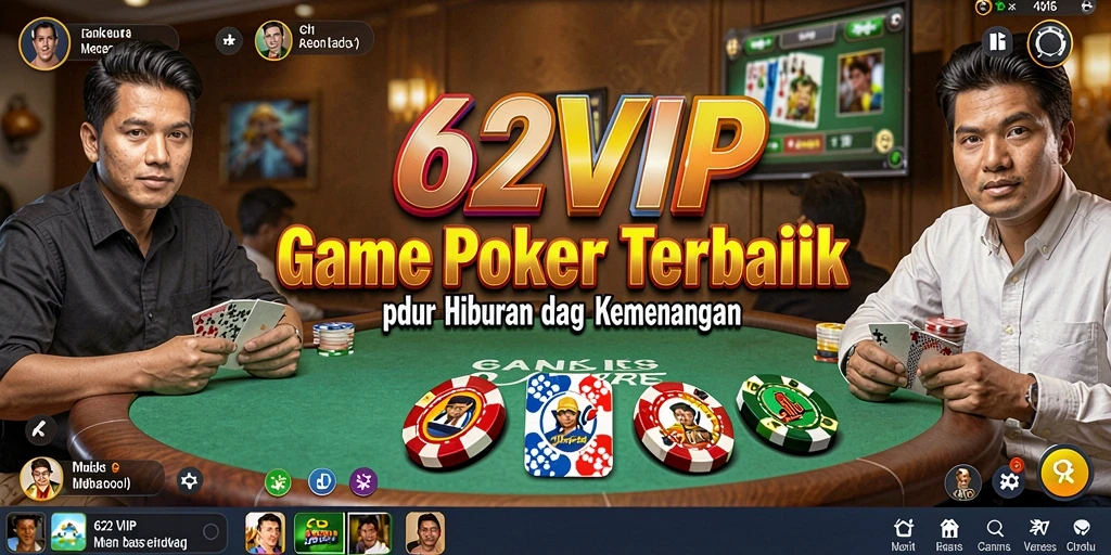 Tampilan menarik dari gameplay Poker dalam 62VIP yang mengasyikkan.