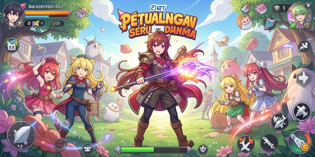 Screenshot gameplay 9ET menampilkan aksi seru dalam dunia anime.