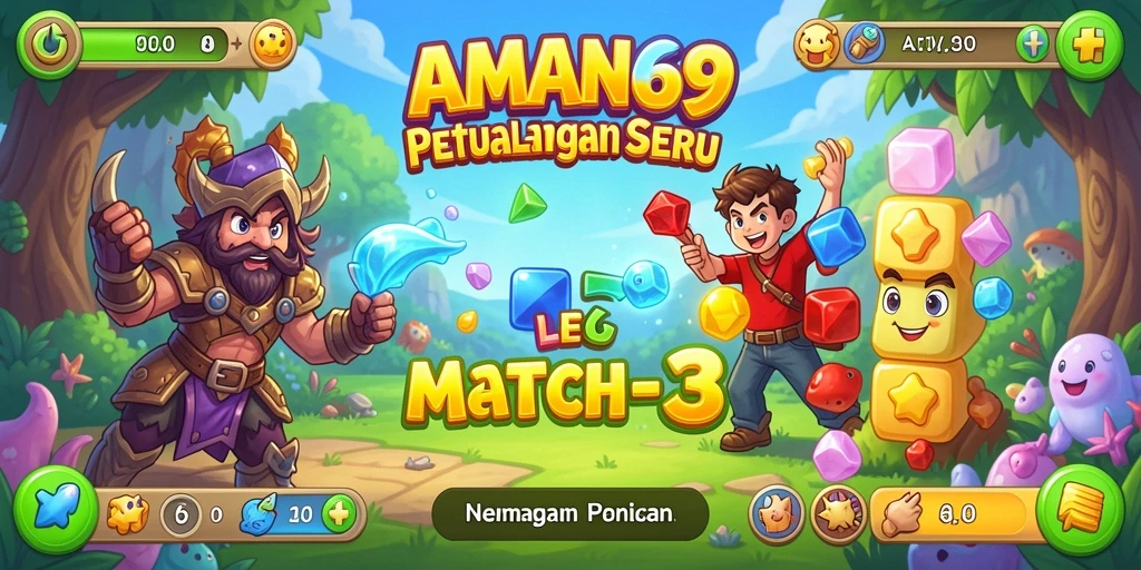 Tampilan permainan Match-3 yang penuh warna dan menantang.