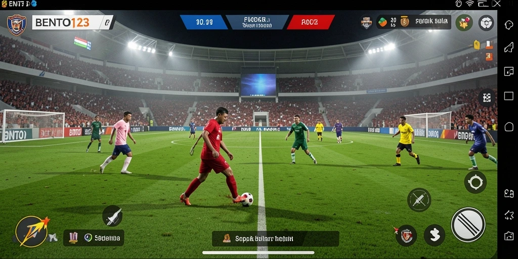 Tampilan strategis dari permainan sepak bola BENTO123 dengan efek grafis memukau.