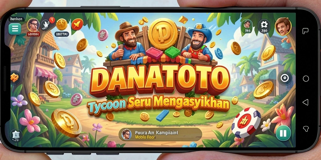 Screenshot permainan DANATOTO menampilkan serunya membangun bisnis Tycoon.