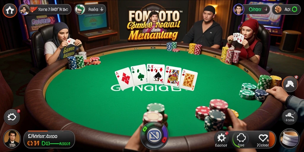 Screenshot gameplay FOMOTOTO menampilkan momen seru permainan poker.