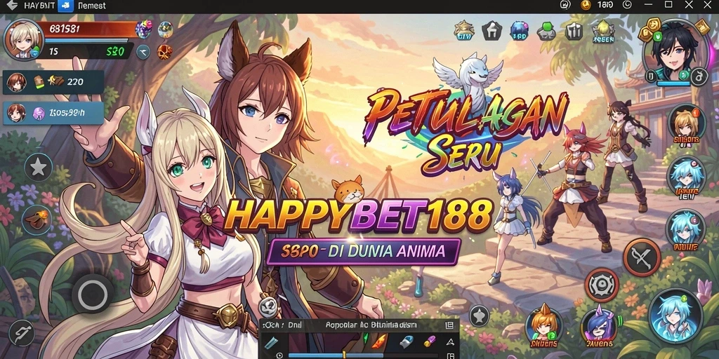 Screenshot gameplay HAPPYBET188 yang menampilkan karakter Anime dalam pertarungan seru.