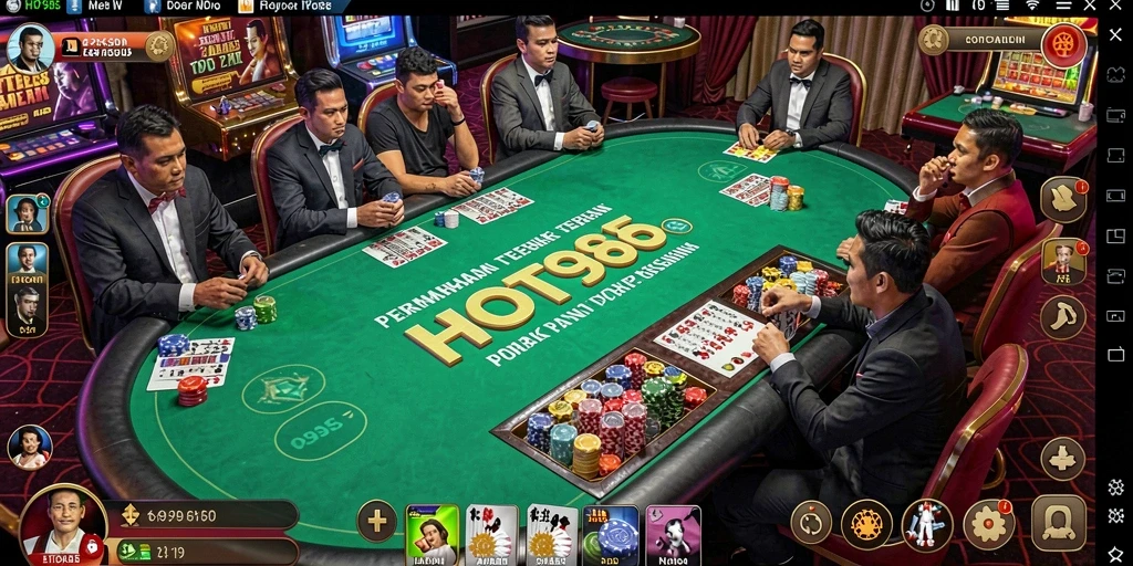 Tampilan gameplay Poker yang seru dan interaktif di HOT985.