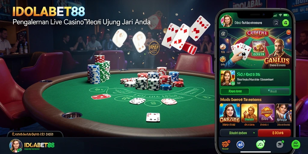 Tampilan gameplay Live Casino yang mendebarkan di IDOLABET88.