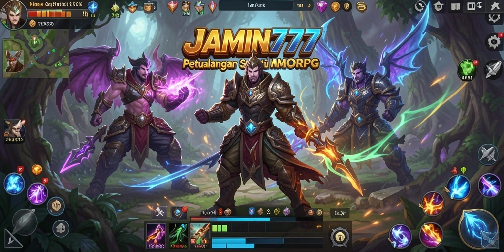 Screenshot utama menunjukkan aksi seru dalam permainan MMORPG.