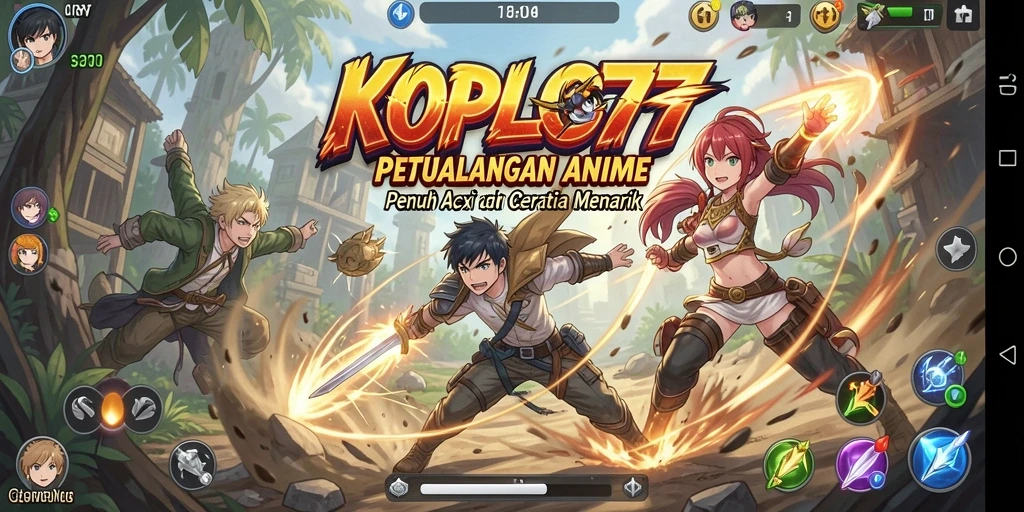 Screenshot menunjukkan karakter Anime beraksi dalam pertempuran epik.