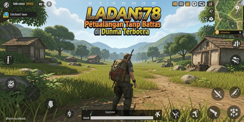 Screenshot LADANG78 menunjukkan petualangan epik di dunia terbuka.