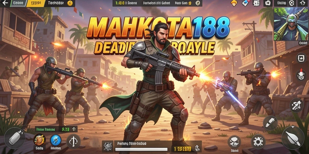 Tampilan gameplay mendebarkan dari MAHKOTA188 dengan aksi Battle Royale.