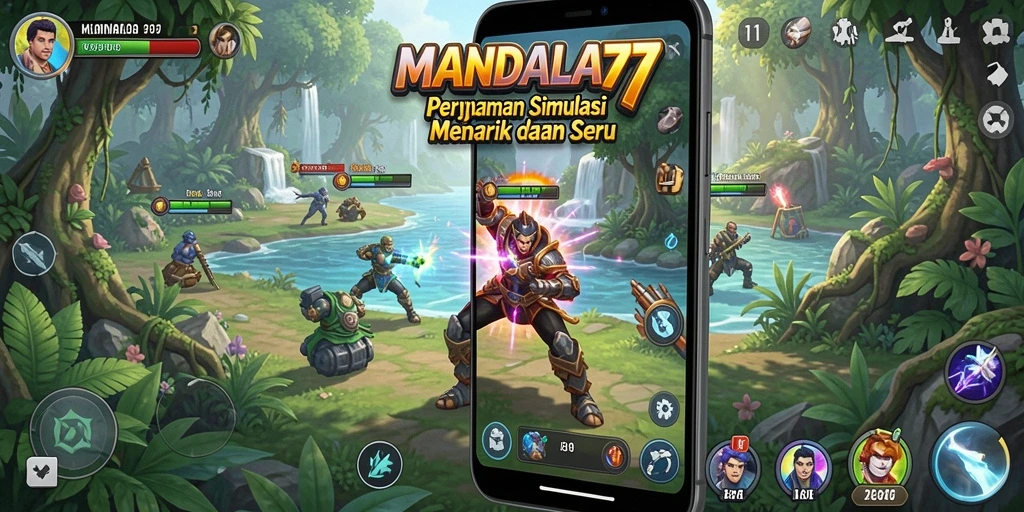 Tampilan gameplay interaktif dan kreatif dari MANDALA77.