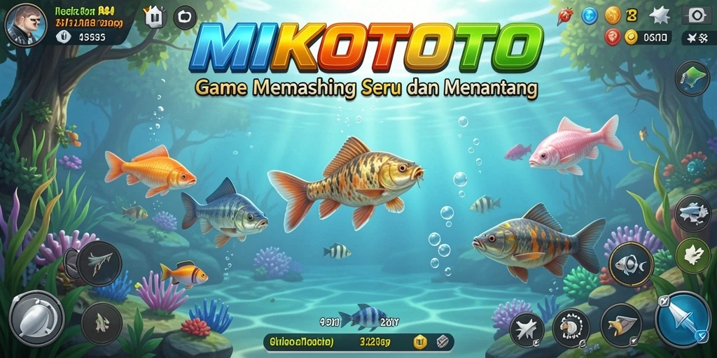 Screeshot utama MIKOTOTO menampilkan aksi memancing yang menegangkan.