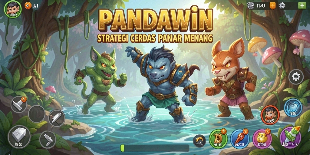 Tampilan gameplay menarik dari PANDAWIN dengan unsur strategi yang kental.