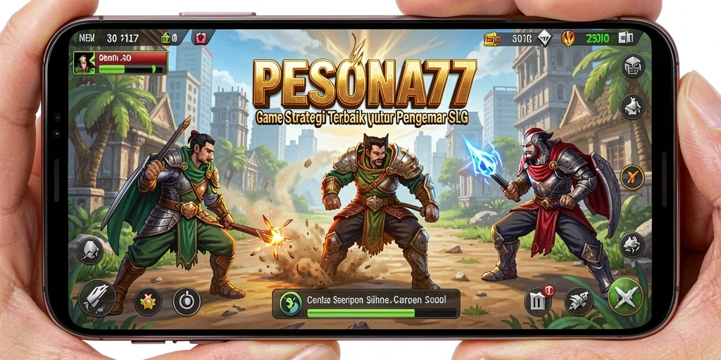 Screenshot gameplay SLG PESONA77 dengan grafis yang menawan.