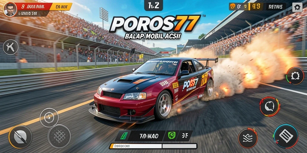 Screenshot gameplay POROS77 yang menampilkan adrenalin balap.