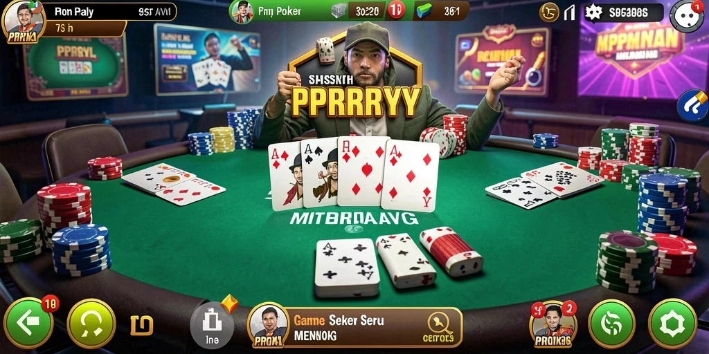 Tampilan gameplay seru dalam PPRRYY dengan berbagai mode poker.