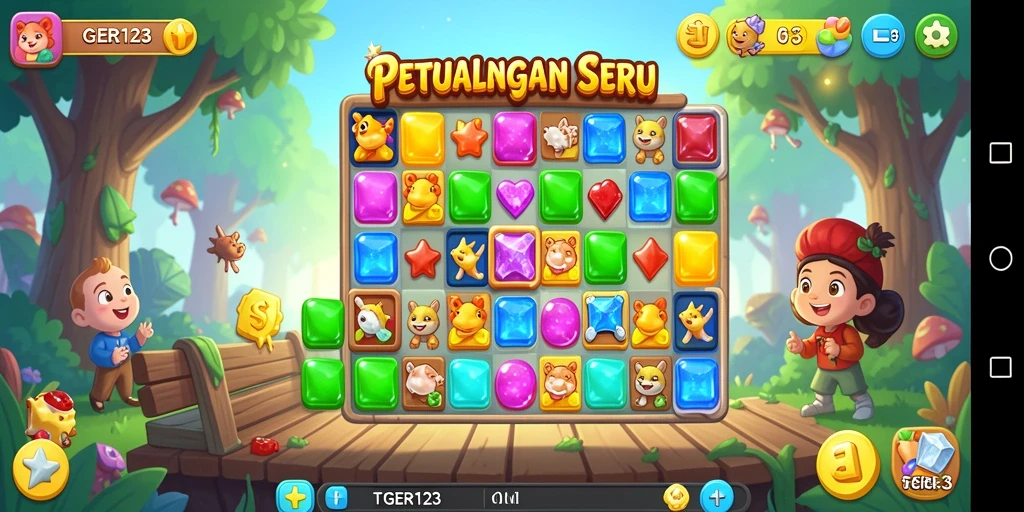 Tampilan screenshot utama TGER123 menampilkan gameplay Match-3 yang menarik.