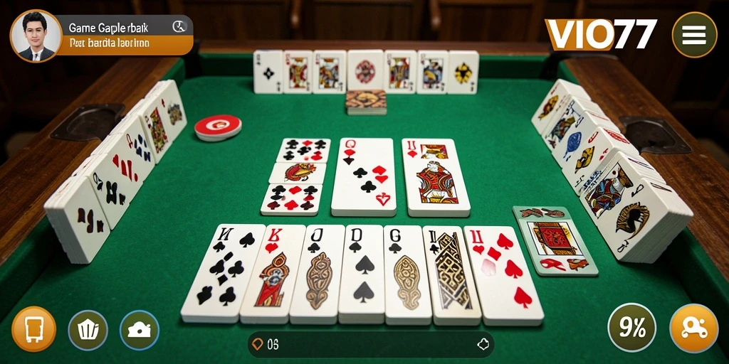 Screenshot gameplay VIO77 menampilkan aksi seru permainan Gaple.