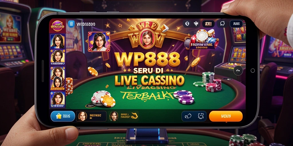 Screenshot gameplay WP888 menampilkan dealer profesional di meja roulette.
